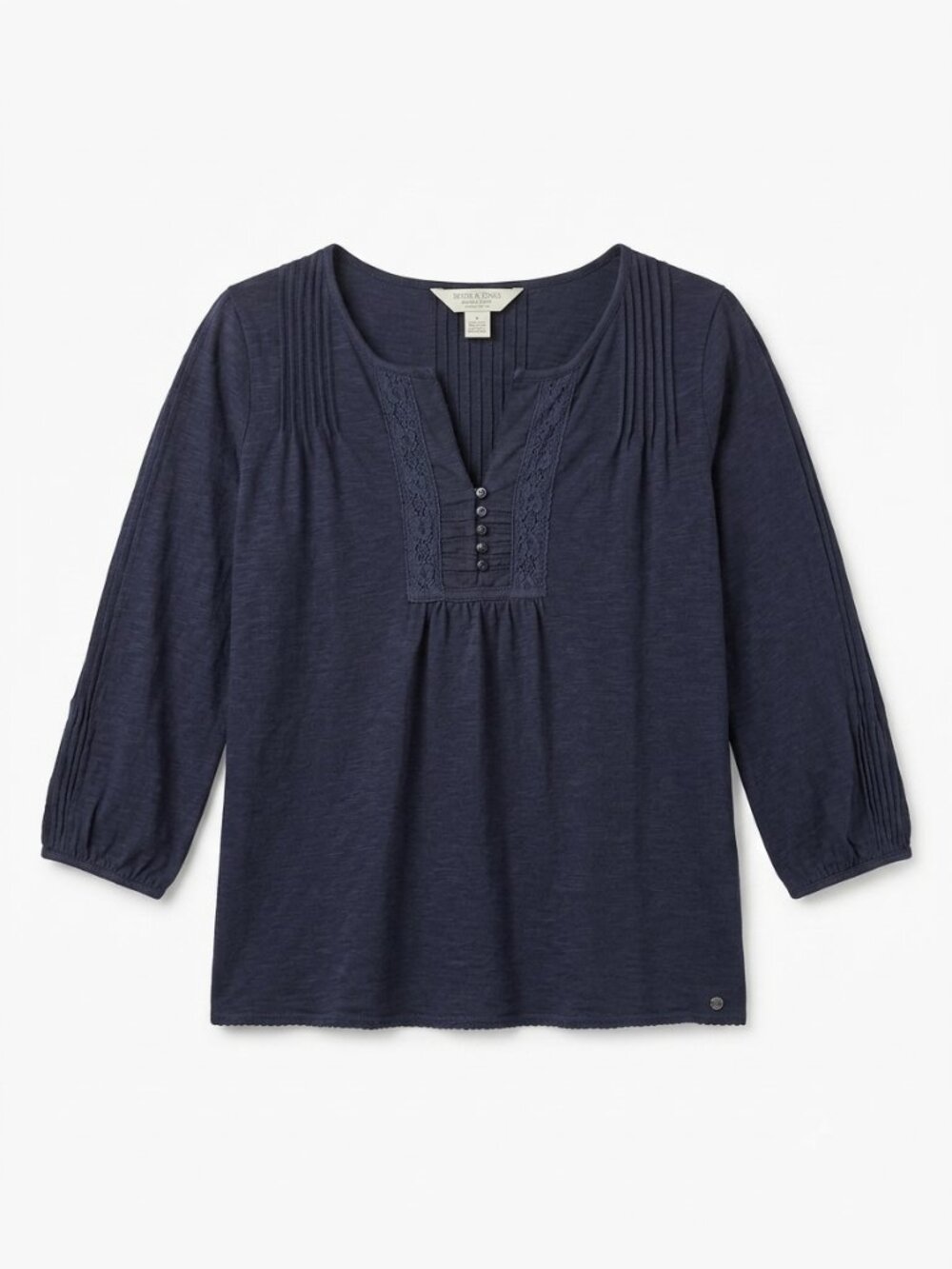 Denim & Supply Ralph Lauren Cotton Lace-Trim Boho Henley Blouse – Size Small